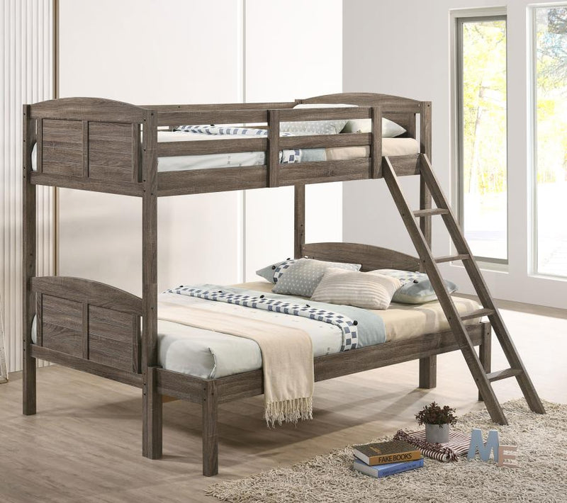 Flynn Wood Twin Over Full Bunk Bed Weathered Brown-zoom-