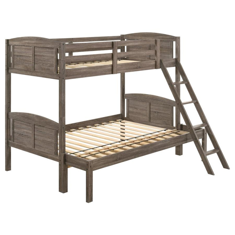 Flynn Wood Twin Over Full Bunk Bed Weathered Brown-zoom-