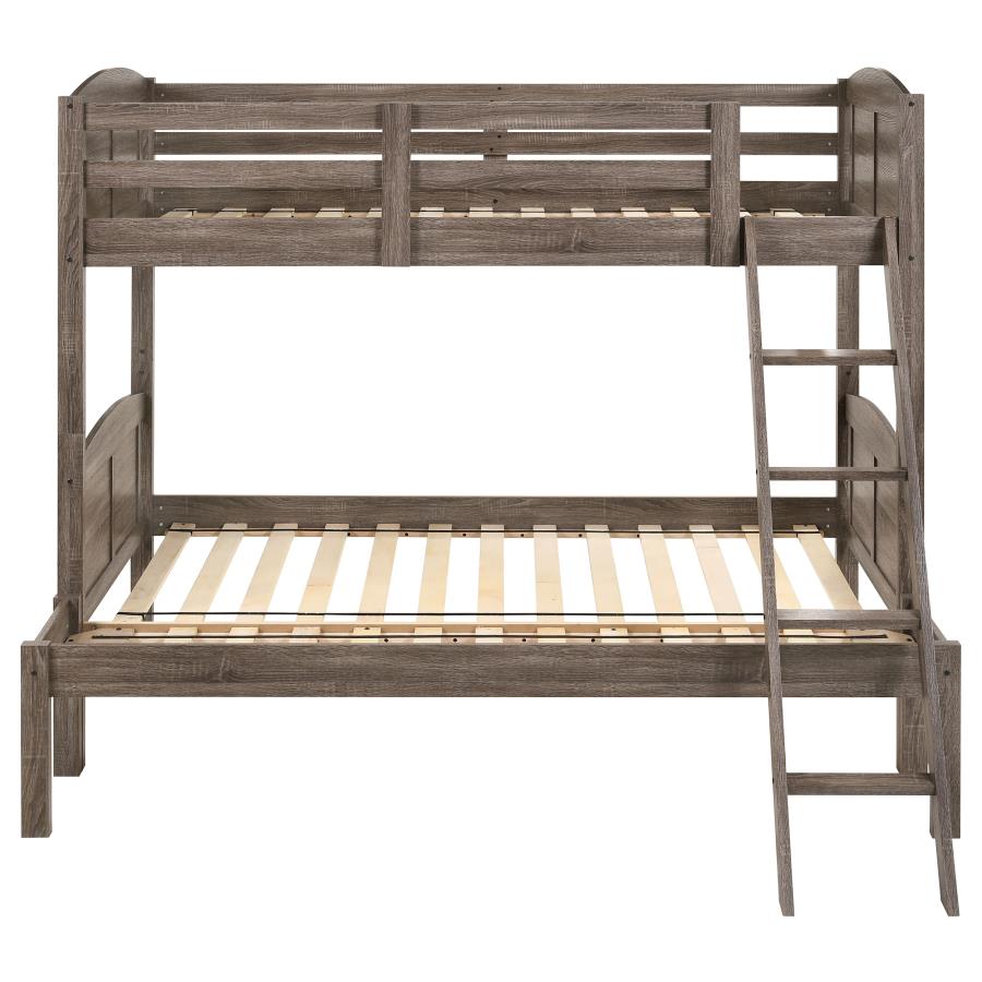 Flynn Wood Twin Over Full Bunk Bed Weathered Brown-zoom-3