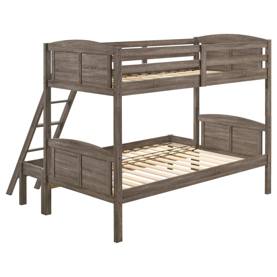 Flynn Wood Twin Over Full Bunk Bed Weathered Brown-zoom-4