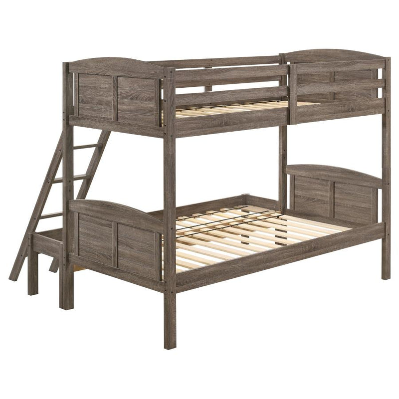 Flynn Wood Twin Over Full Bunk Bed Weathered Brown-zoom-