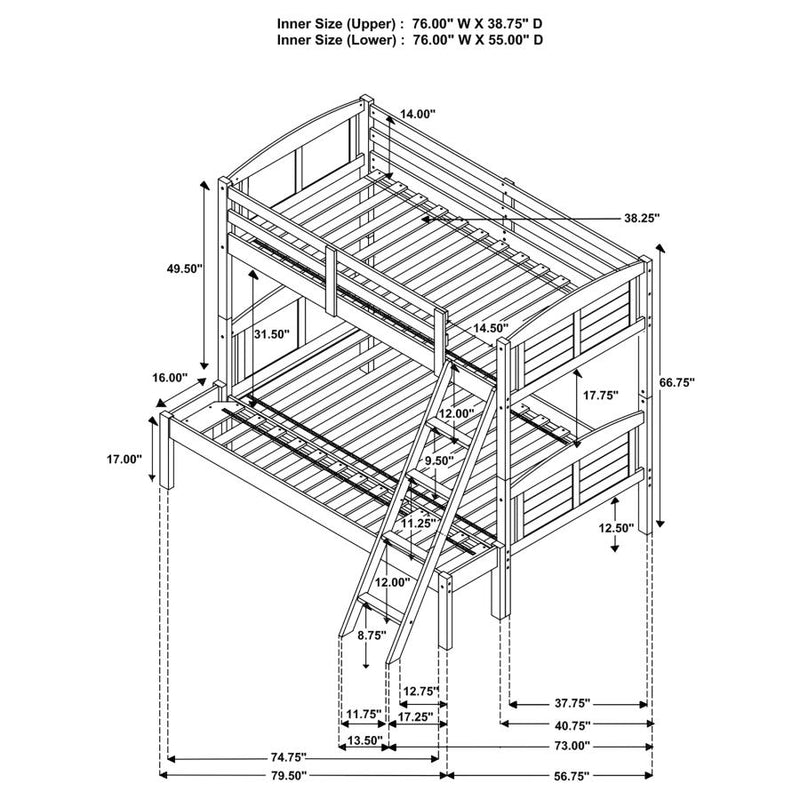 Flynn Wood Twin Over Full Bunk Bed Weathered Brown-zoom-