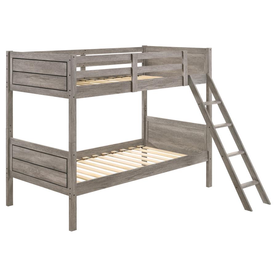 Ryder Wood Twin Over Twin Bunk Bed Weathered Taupe-zoom-1
