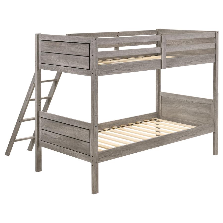 Ryder Wood Twin Over Twin Bunk Bed Weathered Taupe-zoom-4