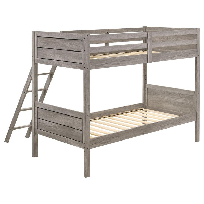Ryder Wood Twin Over Twin Bunk Bed Weathered Taupe-zoom-