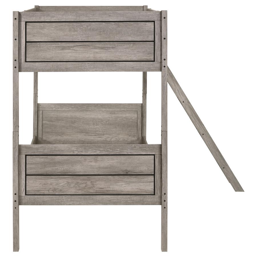Ryder Wood Twin Over Twin Bunk Bed Weathered Taupe-5