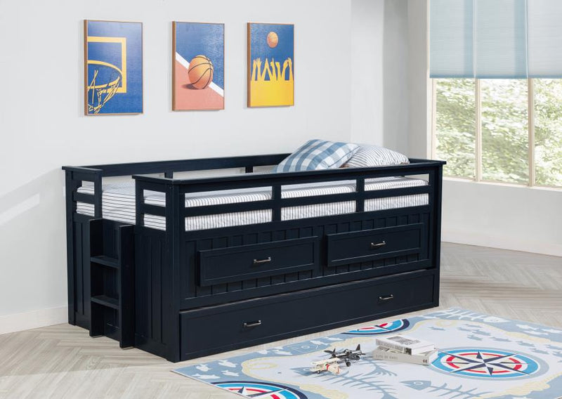 Carlsbad Wood Twin Captains Bed With Trundle Navy Blue-zoom-