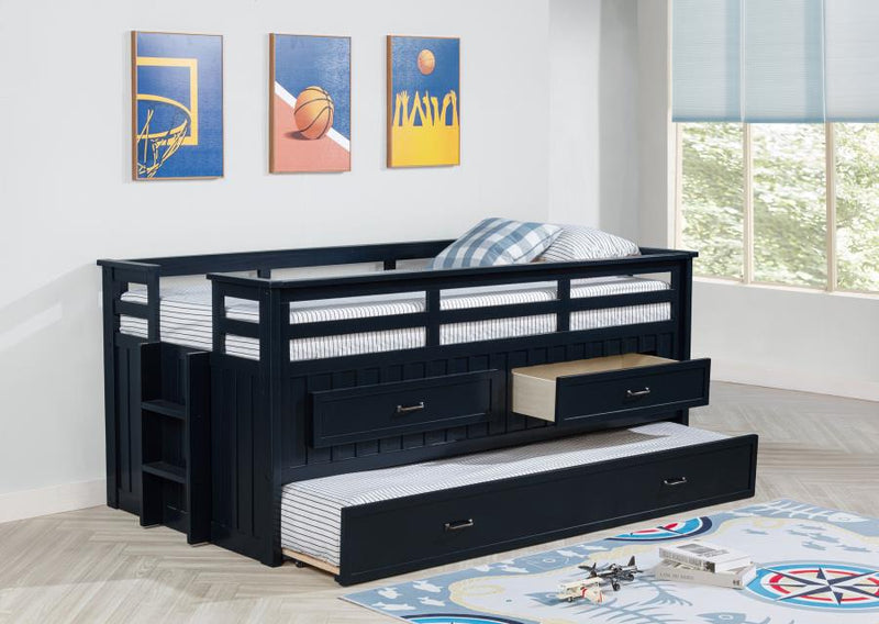 Carlsbad Wood Twin Captains Bed With Trundle Navy Blue-zoom-