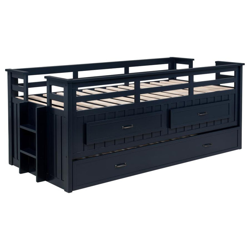 Carlsbad Wood Twin Captains Bed With Trundle Navy Blue-zoom-