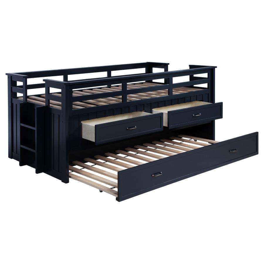 Carlsbad Wood Twin Captains Bed With Trundle Navy Blue-zoom-4