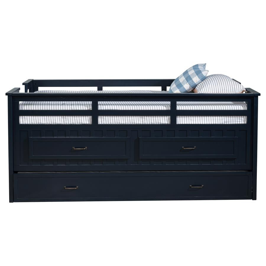 Carlsbad Wood Twin Captains Bed With Trundle Navy Blue-5