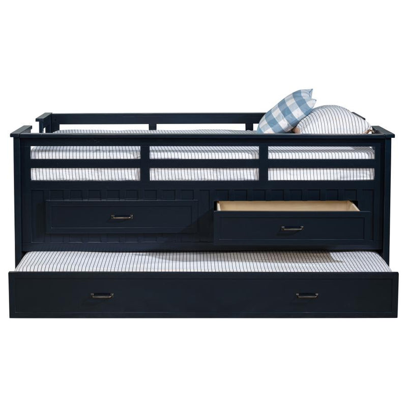 Carlsbad Wood Twin Captains Bed With Trundle Navy Blue-zoom-