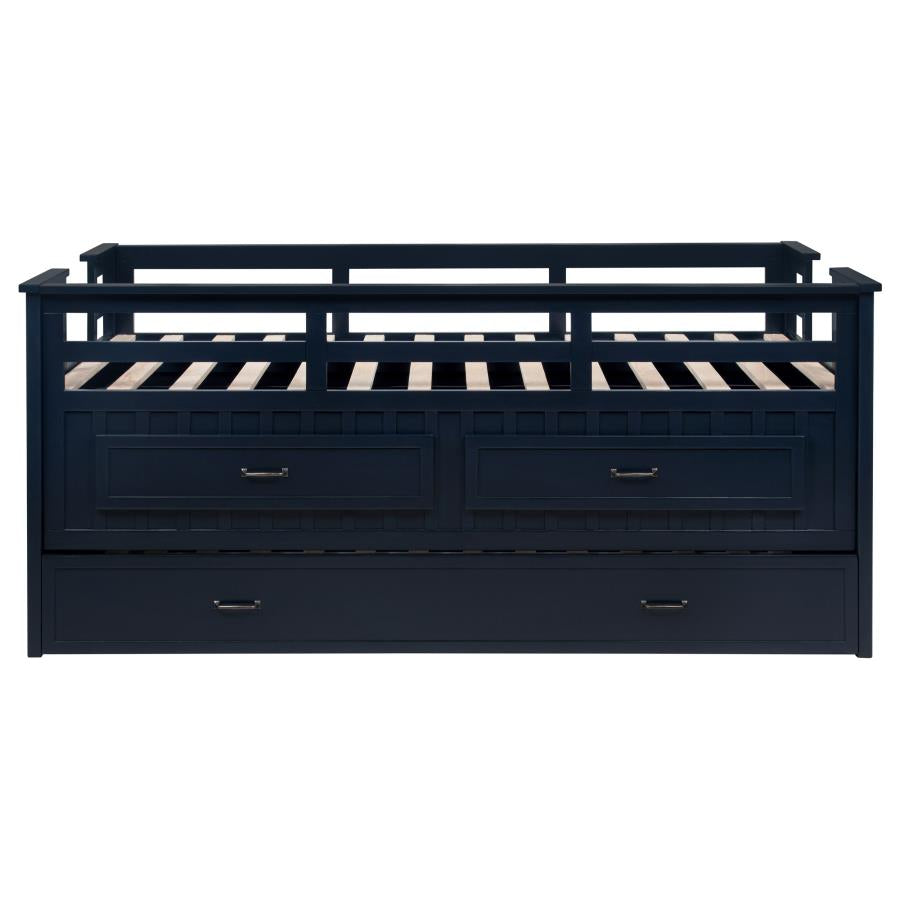 Carlsbad Wood Twin Captains Bed With Trundle Navy Blue-7