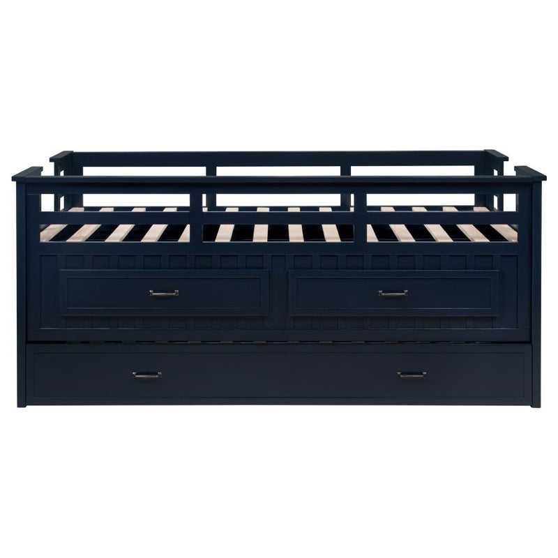 Carlsbad Wood Twin Captains Bed With Trundle Navy Blue-zoom-