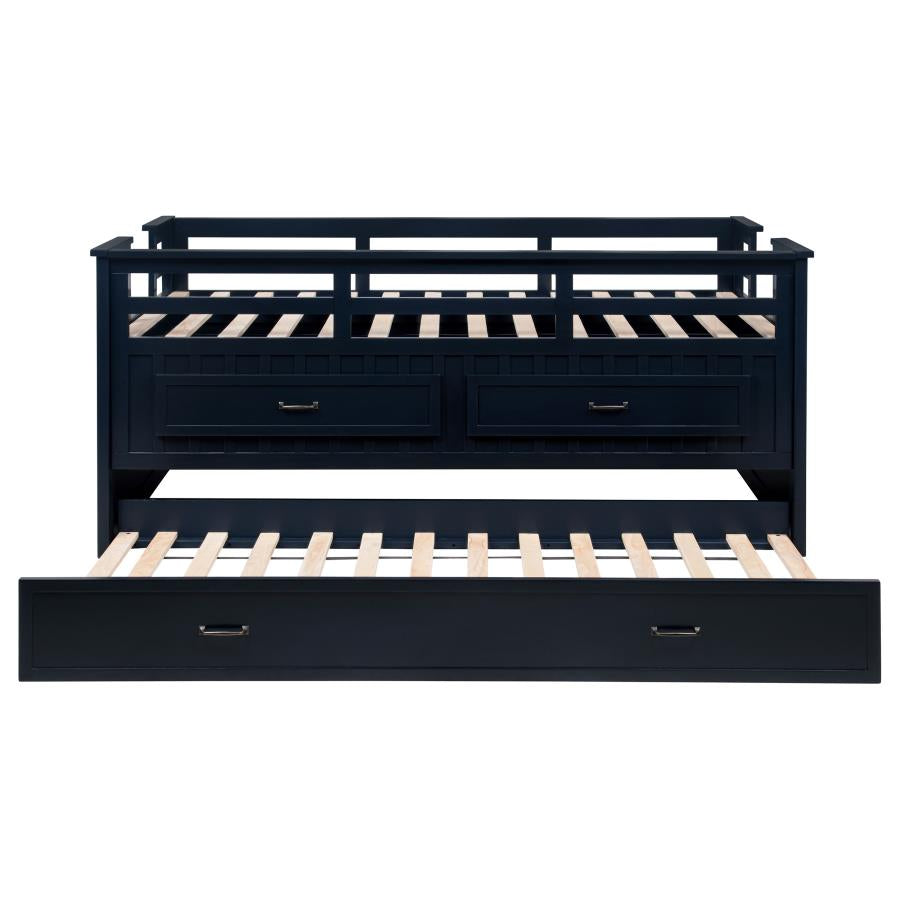 Carlsbad Wood Twin Captains Bed With Trundle Navy Blue-8