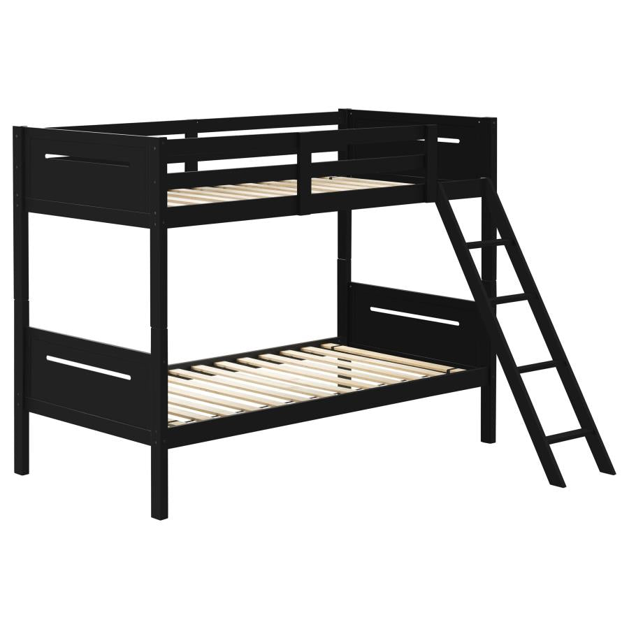 Littleton Wood Twin Over Twin Bunk Bed Black-1