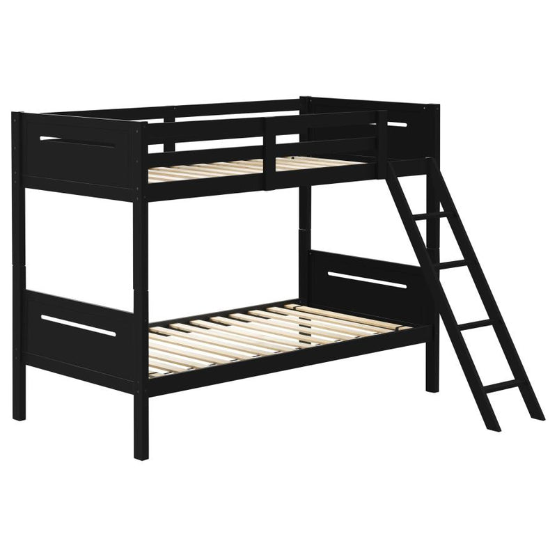 Littleton Wood Twin Over Twin Bunk Bed Black-zoom-