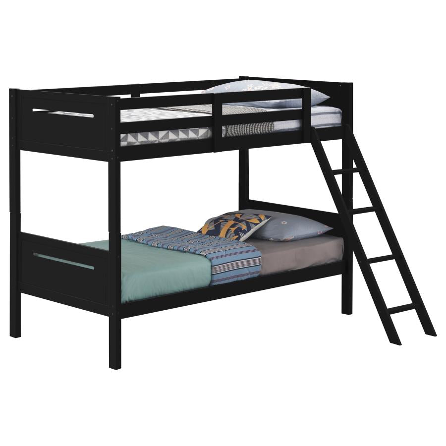 Littleton Wood Twin Over Twin Bunk Bed Black-zoom-3
