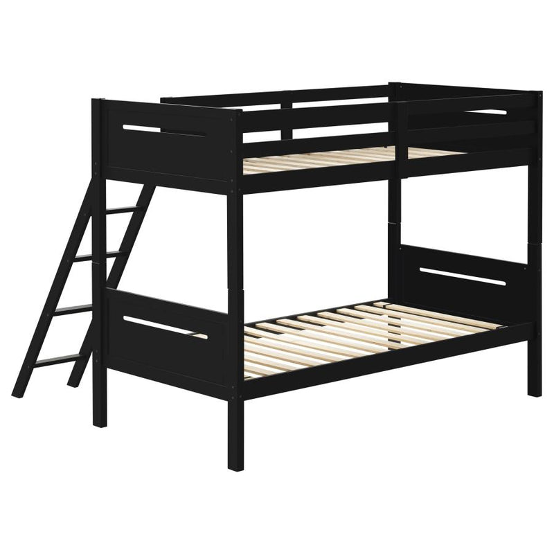 Littleton Wood Twin Over Twin Bunk Bed Black-zoom-