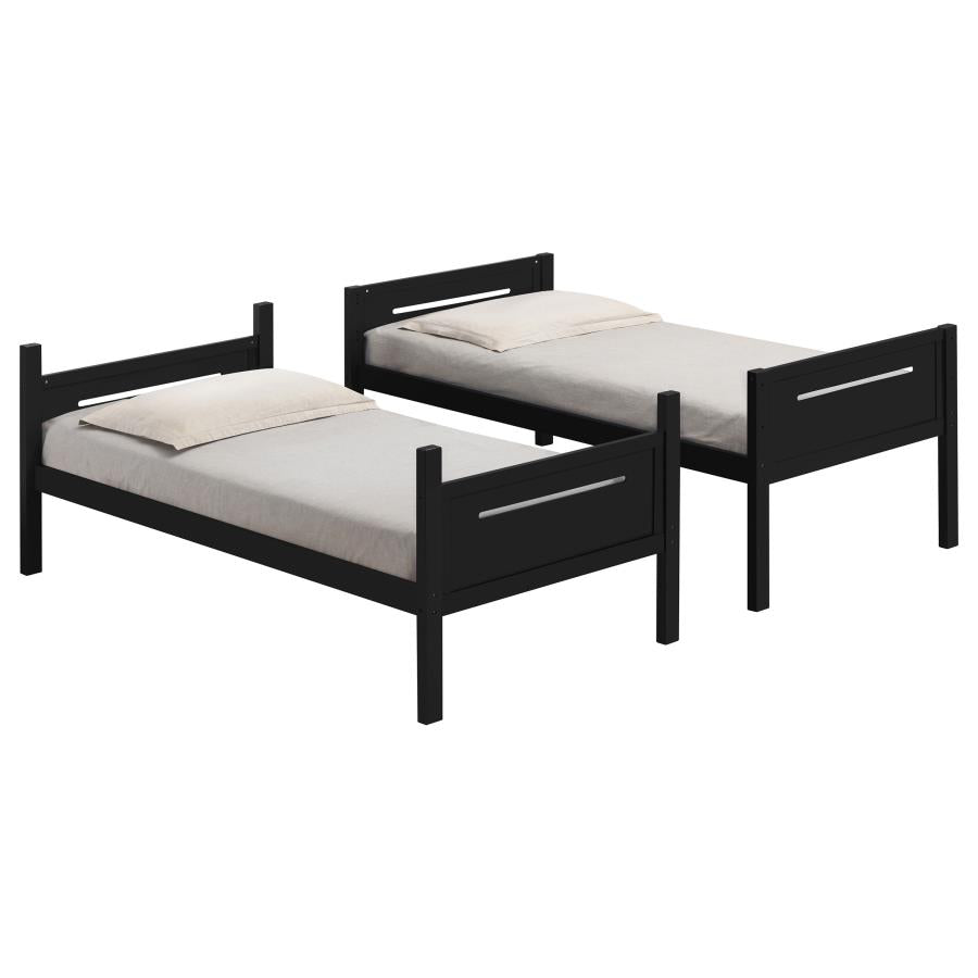 Littleton Wood Twin Over Twin Bunk Bed Black-zoom-5