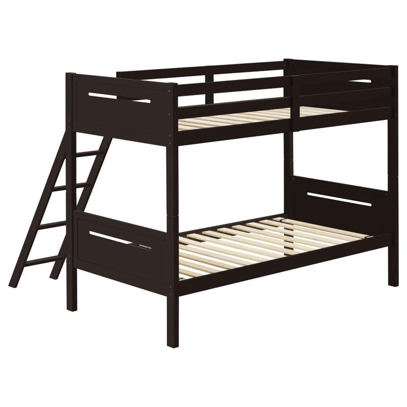 Littleton Wood Twin Over Twin Bunk Bed Espresso-zoom-
