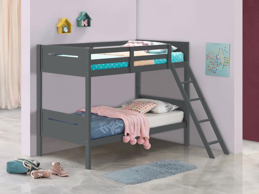 Littleton Wood Twin Over Twin Bunk Bed Grey-2