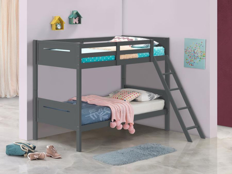 Littleton Wood Twin Over Twin Bunk Bed Grey-zoom-