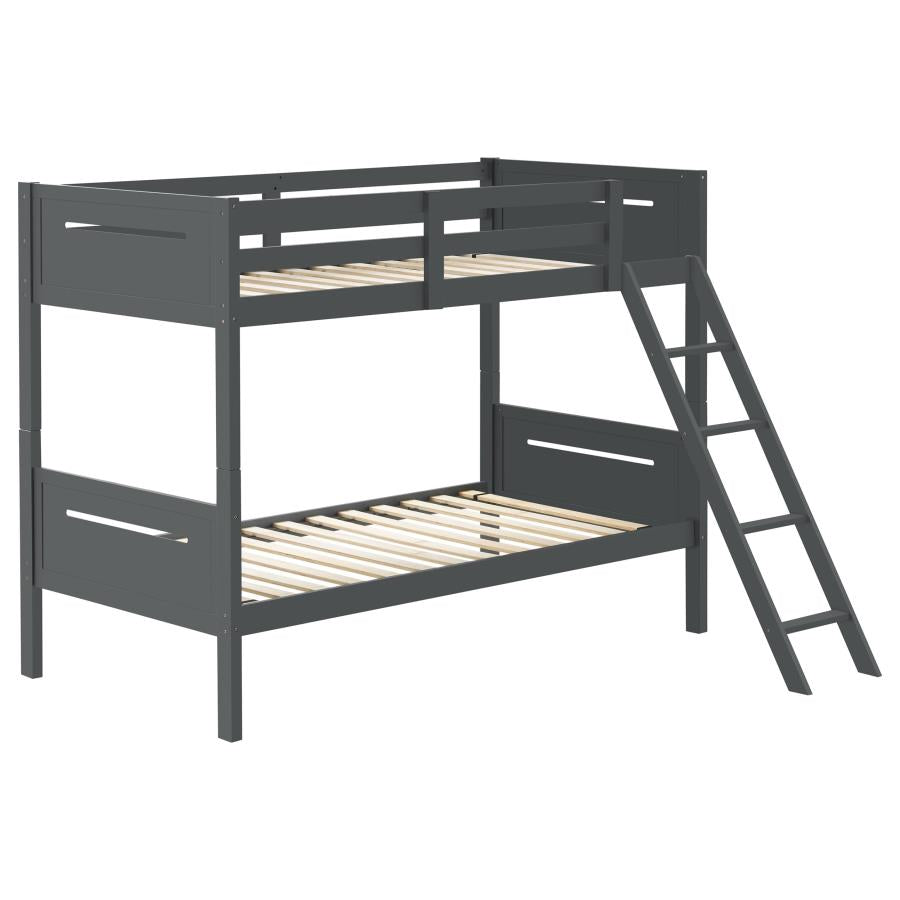 Littleton Wood Twin Over Twin Bunk Bed Grey-1
