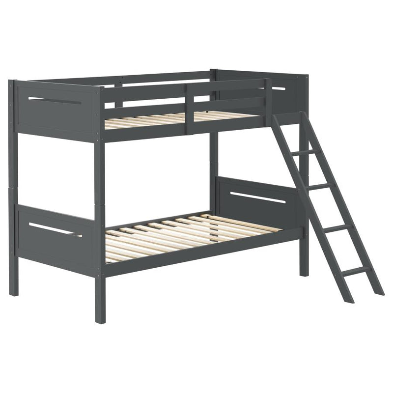 Littleton Wood Twin Over Twin Bunk Bed Grey-zoom-