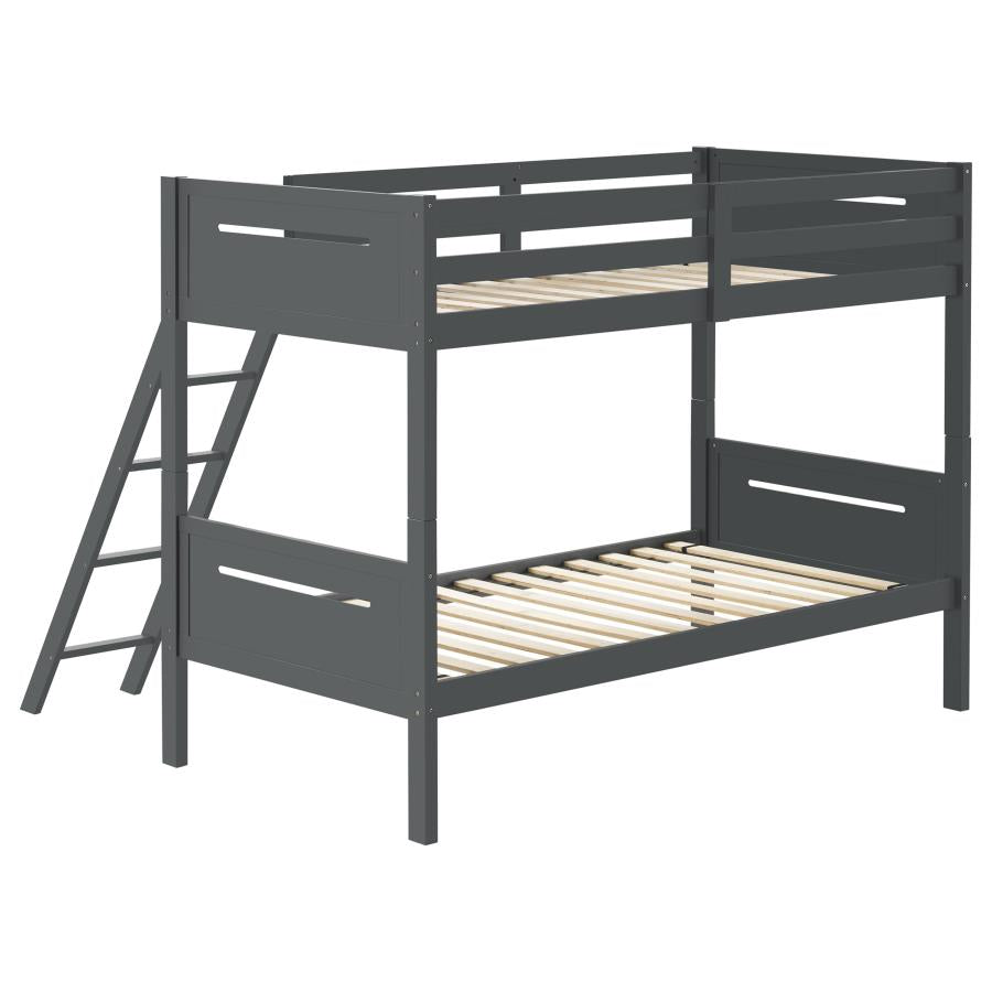 Littleton Wood Twin Over Twin Bunk Bed Grey-4