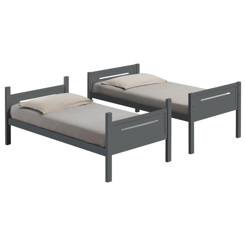 Littleton Wood Twin Over Twin Bunk Bed Grey-zoom-