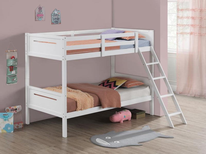 Littleton Wood Twin Over Twin Bunk Bed White-zoom-