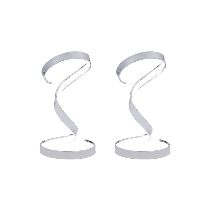 SET OF TWO Hamburg Chrome Table Lamps // LED Strip & Dimmable Switch-zoom-