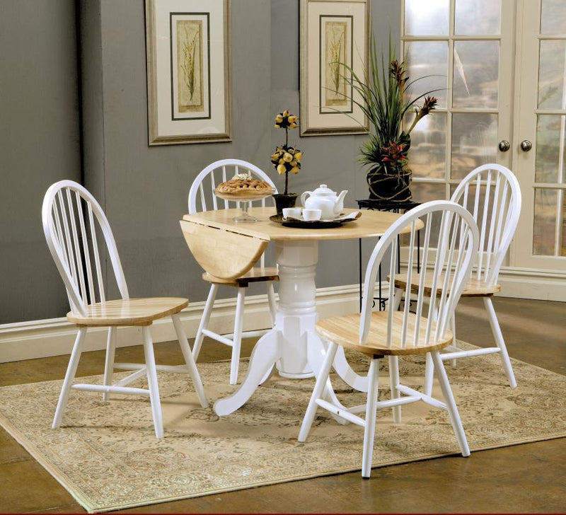 Allison 5-piece Round Drop Leaf Dining Table Set White-zoom-