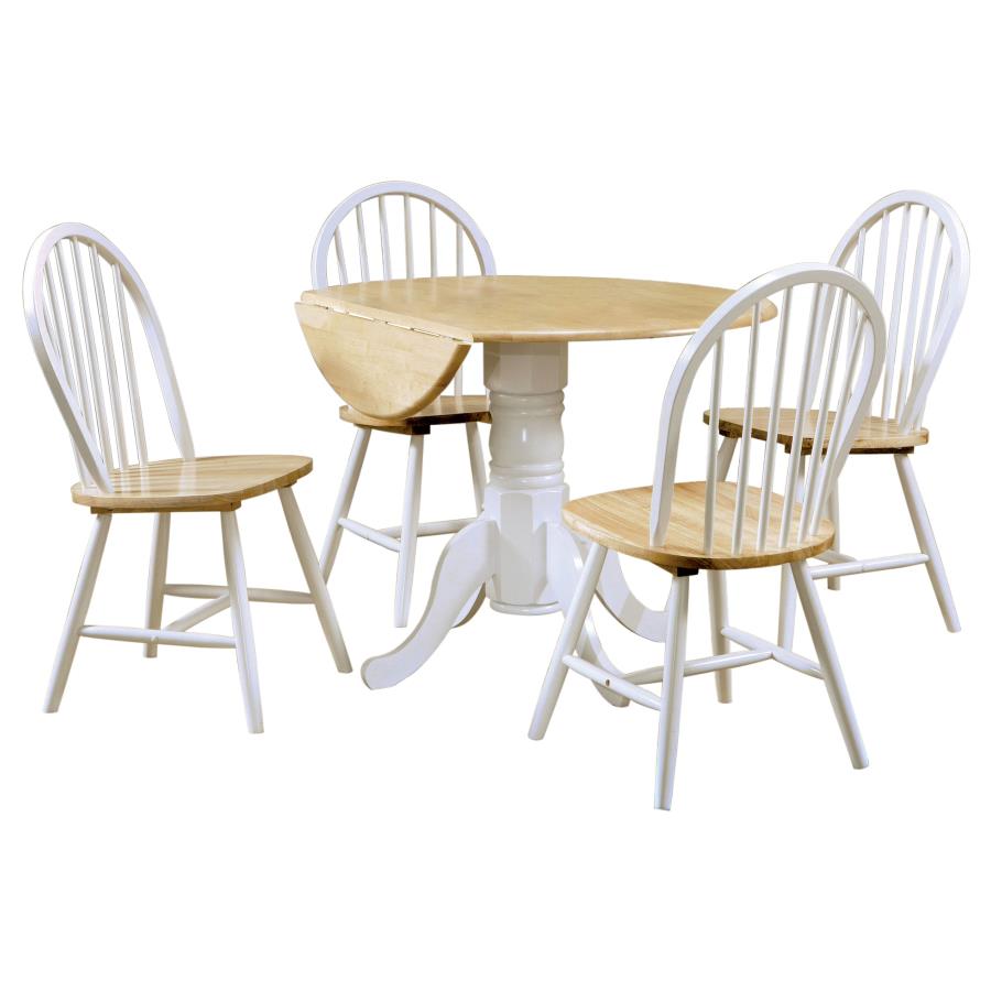 Allison 5-piece Round Drop Leaf Dining Table Set White-zoom-2