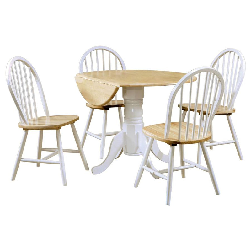 Allison 5-piece Round Drop Leaf Dining Table Set White-zoom-