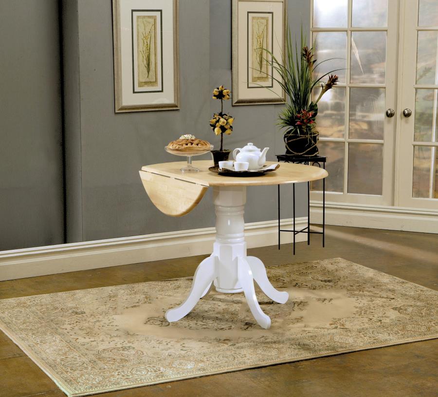 Allison Round 40-inch Drop Leaf Extension Dining Table White-zoom-2