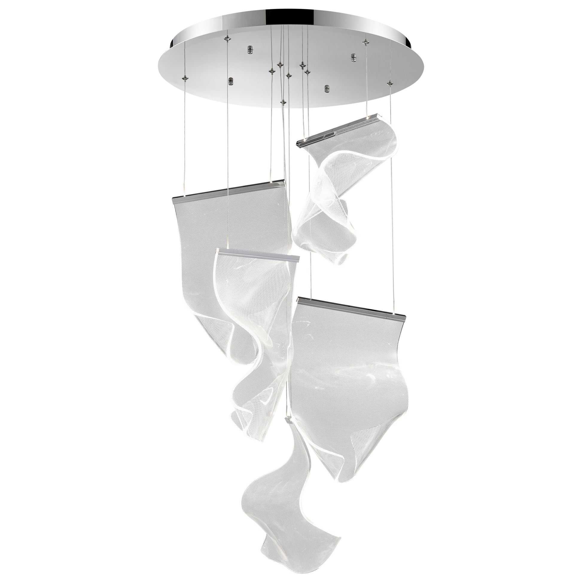 Acrylic Lace 5 Light Chandelier // Chrome-1