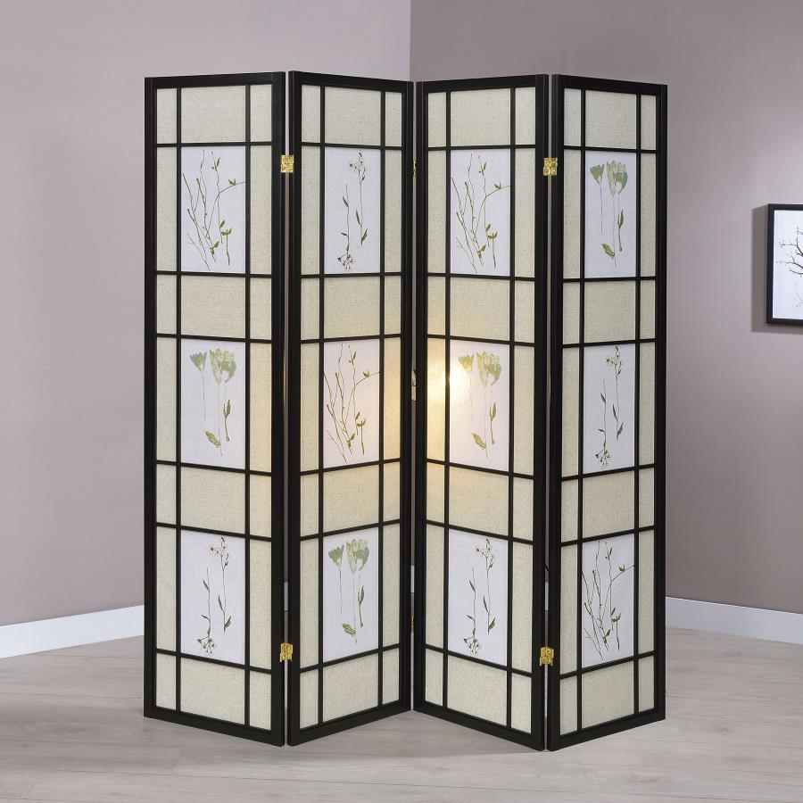 Catabella 4-Panel Room Divider Folding Shoji Screen Floral-2