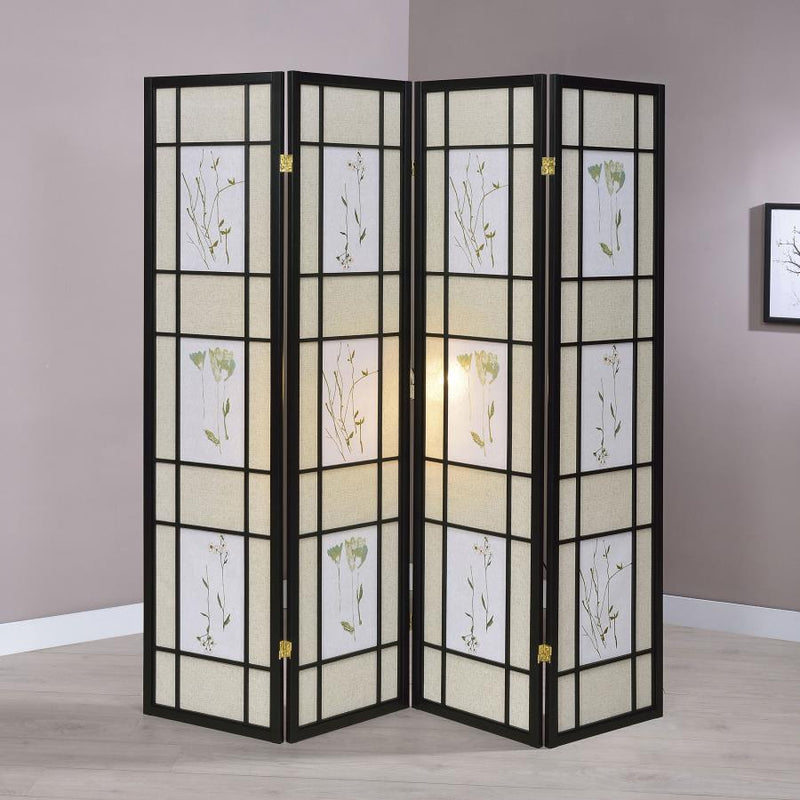 Catabella 4-Panel Room Divider Folding Shoji Screen Floral-zoom-