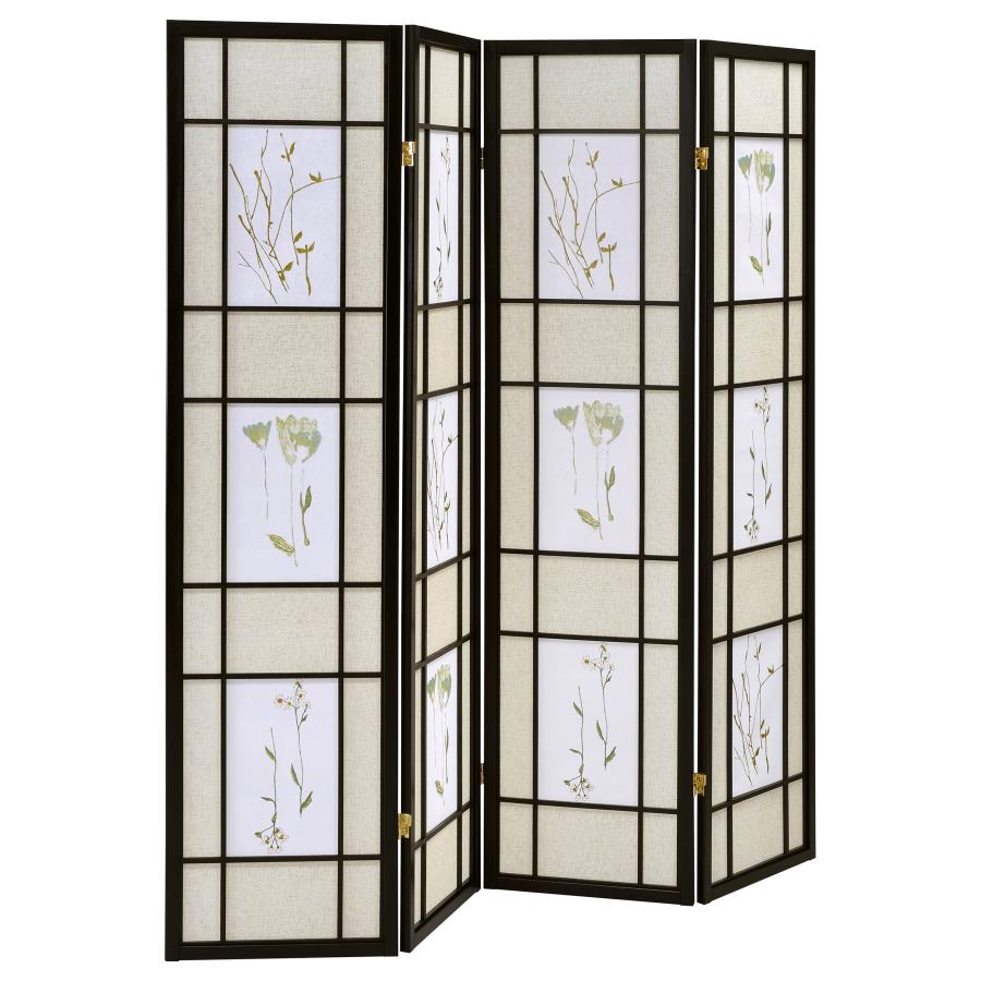 Catabella 4-Panel Room Divider Folding Shoji Screen Floral-zoom-1