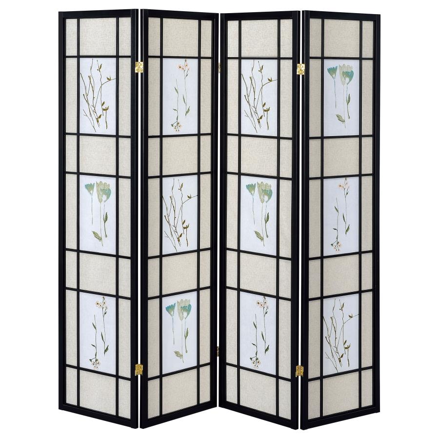 Catabella 4-Panel Room Divider Folding Shoji Screen Floral-zoom-3