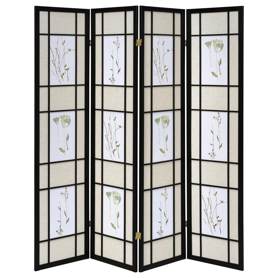 Catabella 4-Panel Room Divider Folding Shoji Screen Floral-zoom-4