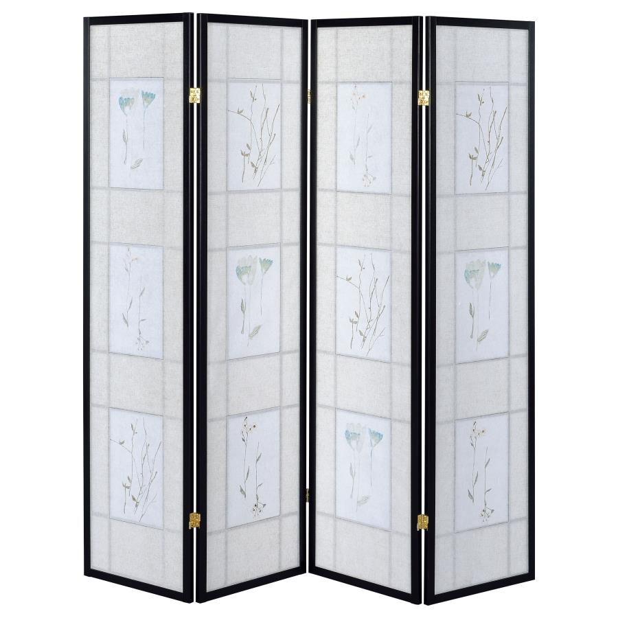Catabella 4-Panel Room Divider Folding Shoji Screen Floral-zoom-5