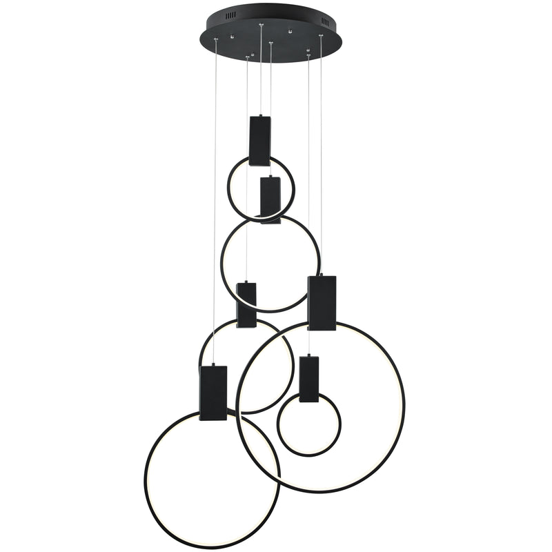 Hong Kong LED Circular Chandelier// Matte Black-zoom-
