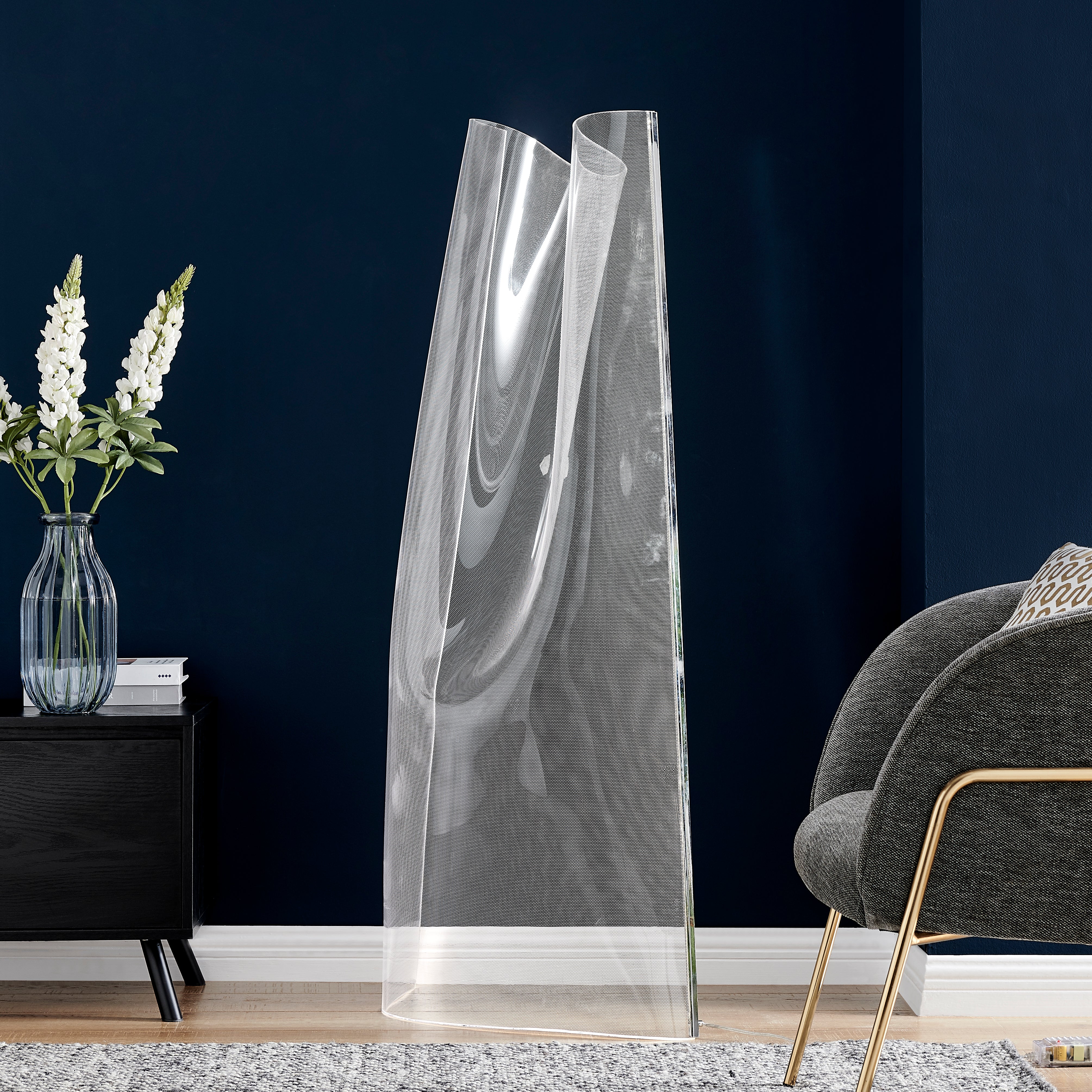 Acrylic Lace Floor Lamp // Chrome-zoom-1