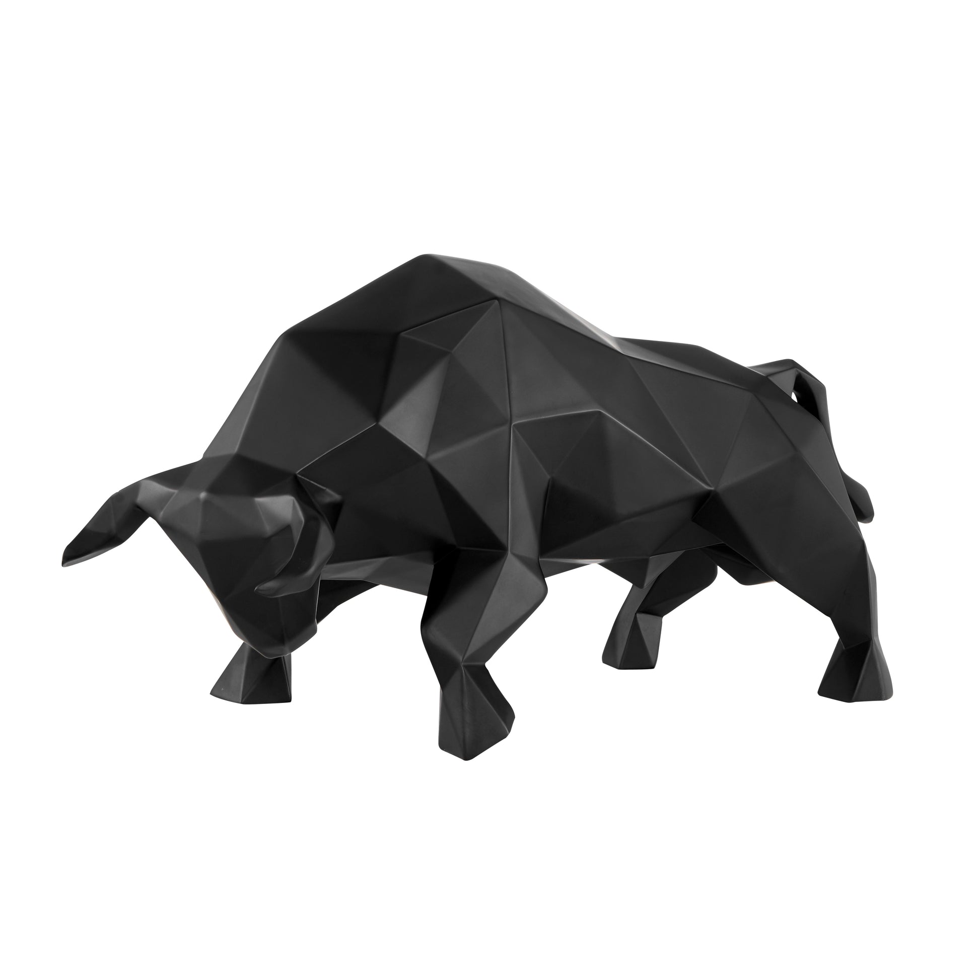 Geometric Bull Sculpture // Matte Black-1
