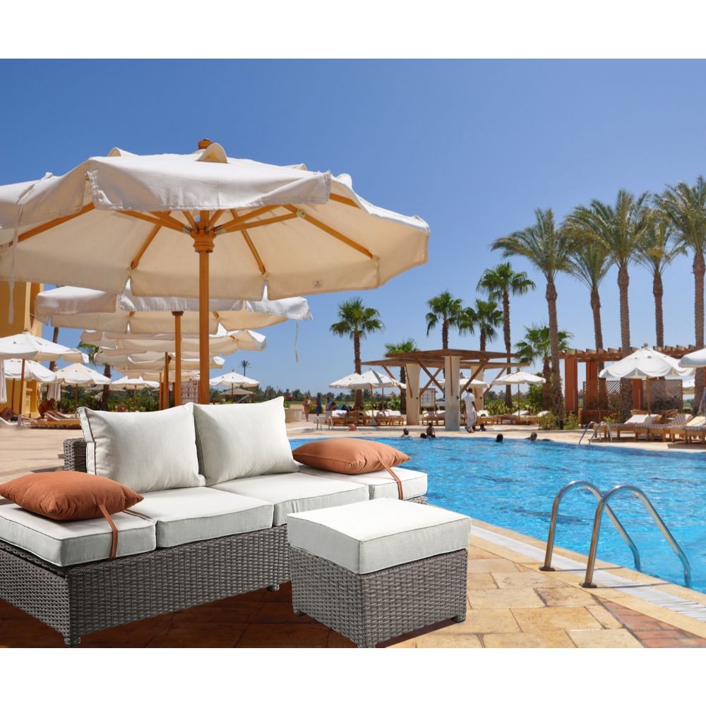 ACME Salena Patio Sofa with Ottoman – front view – Lusso Furniture Miami