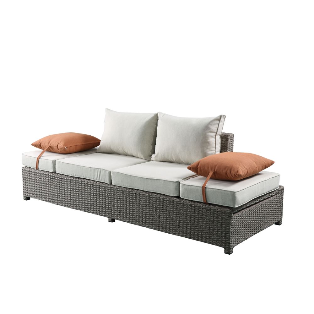 ACME Salena Patio Sofa with Ottoman – angle view – Lusso Furniture Miami