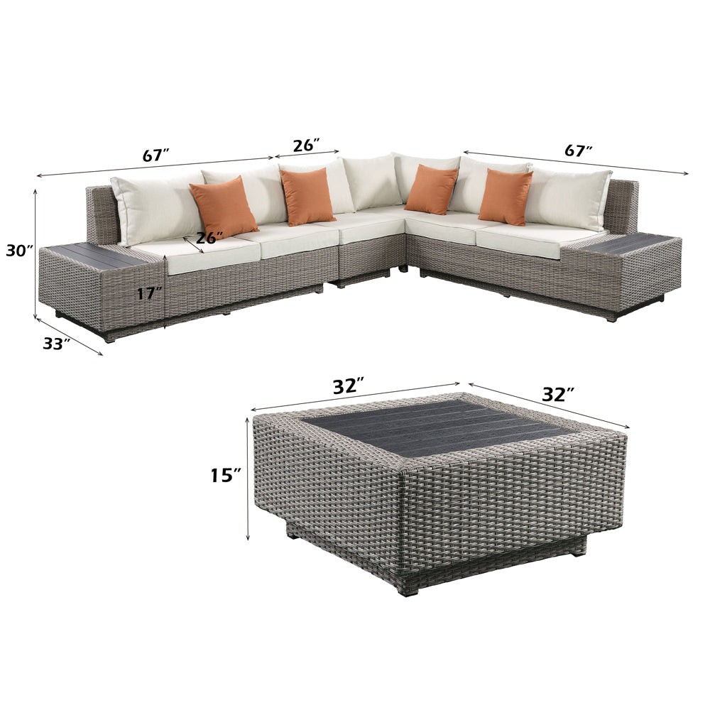 ACME Salena Patio Sectional Sofa Set – finish detail – Lusso Furniture Miami